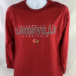 Louisville Cardinals Long Sleeve T Shirt Size Large by Ouray Sportswear Tee Red